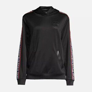 KARL LAGERFIELD Women's Logo Tape Hoodie Size M in Black